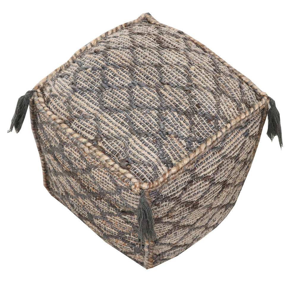 Natural Gray And Taupe Jute Cube Trellis Pouf Ottoman By Homeroots | Ottomans | Modishstore - 2