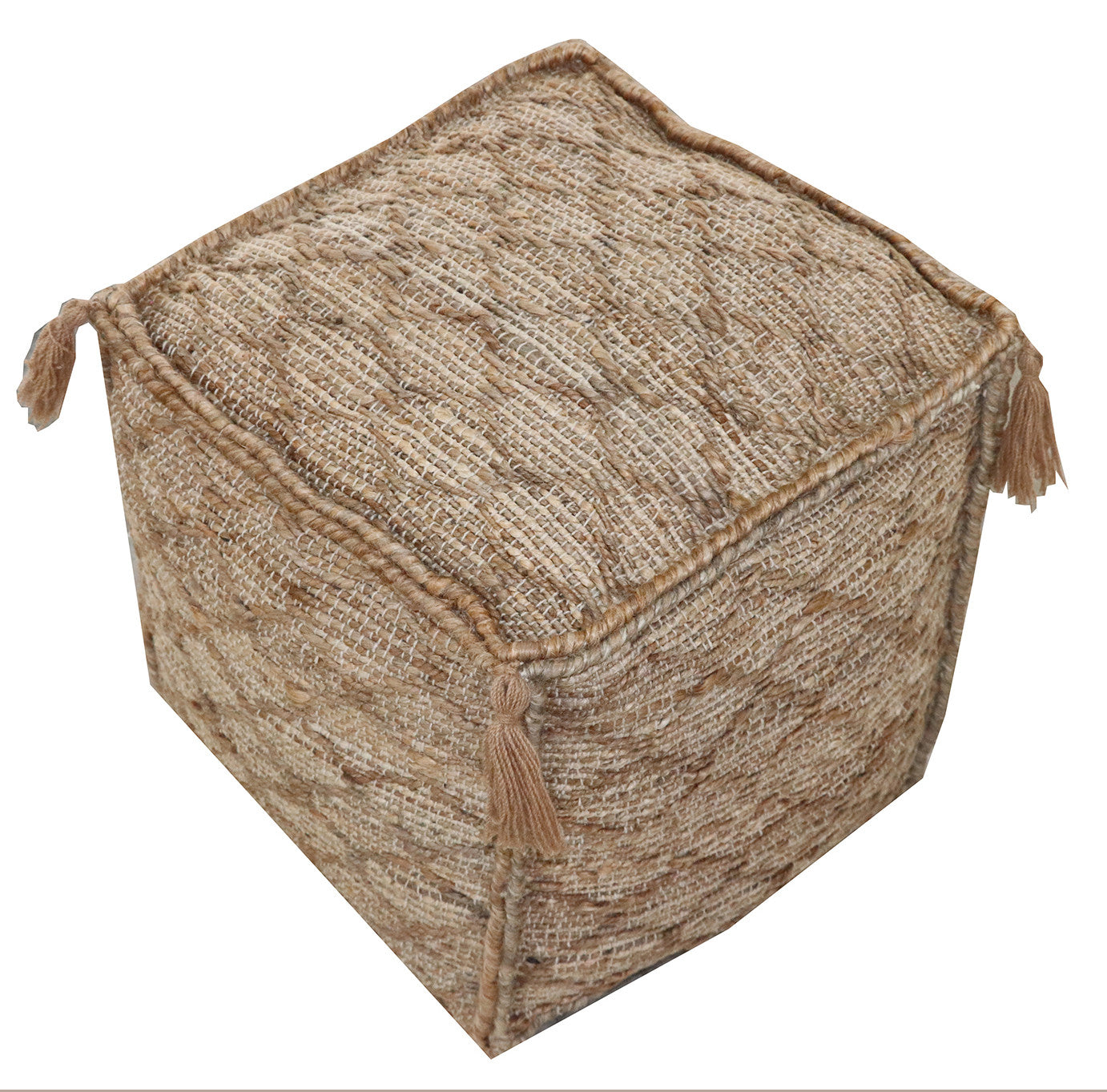 Brown Jute Cube Trellis Pouf Ottoman By Homeroots | Ottomans | Modishstore - 2