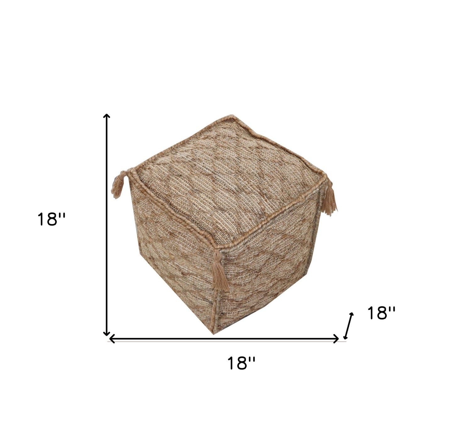 Brown Jute Cube Trellis Pouf Ottoman By Homeroots | Ottomans | Modishstore - 5