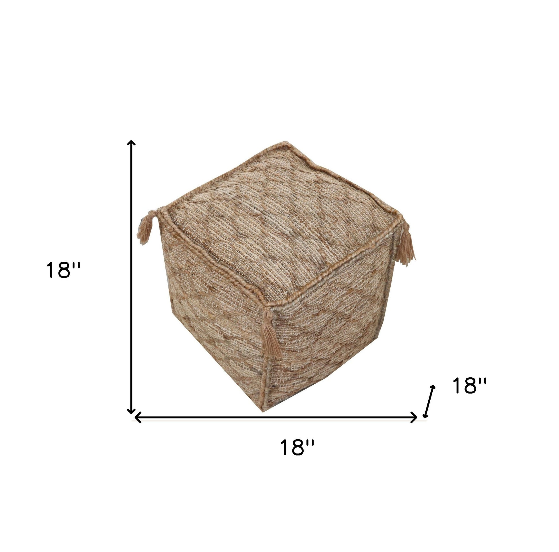 Brown Jute Cube Trellis Pouf Ottoman By Homeroots | Ottomans | Modishstore - 5