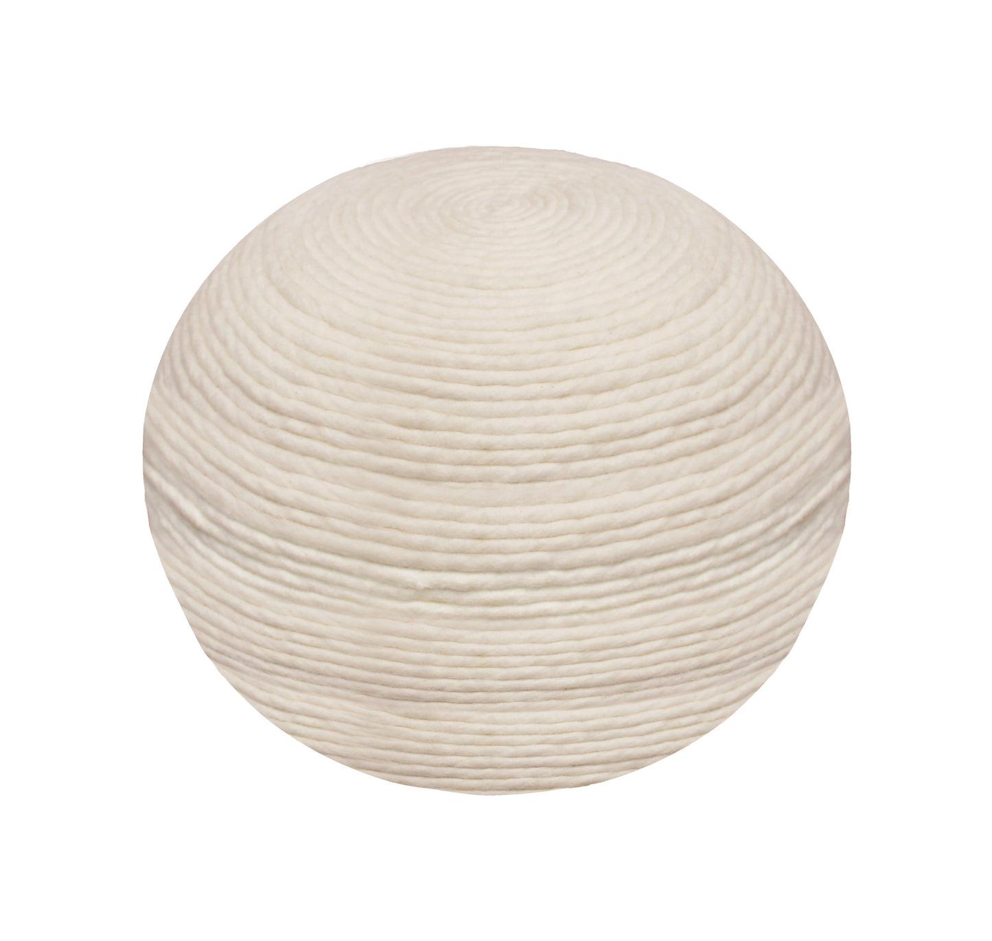Ivory Wool Round Ribbed Pouf Ottoman By Homeroots | Ottomans | Modishstore - 3