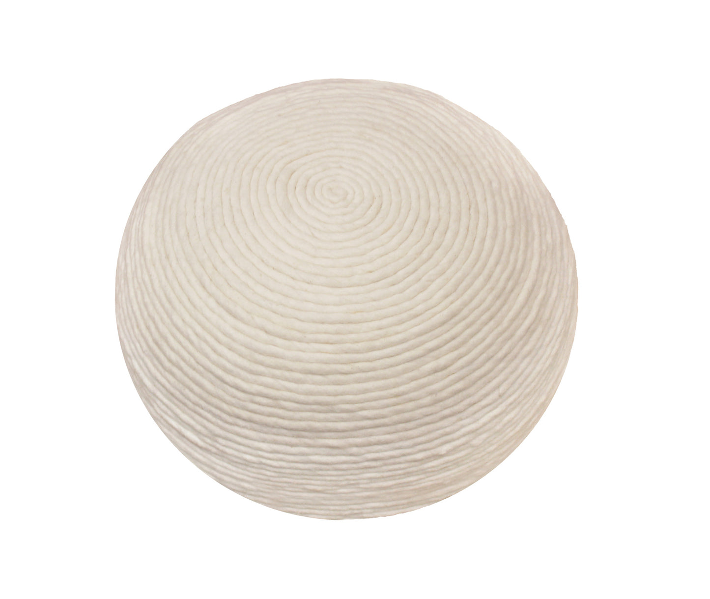 Ivory Wool Round Ribbed Pouf Ottoman By Homeroots | Ottomans | Modishstore - 2