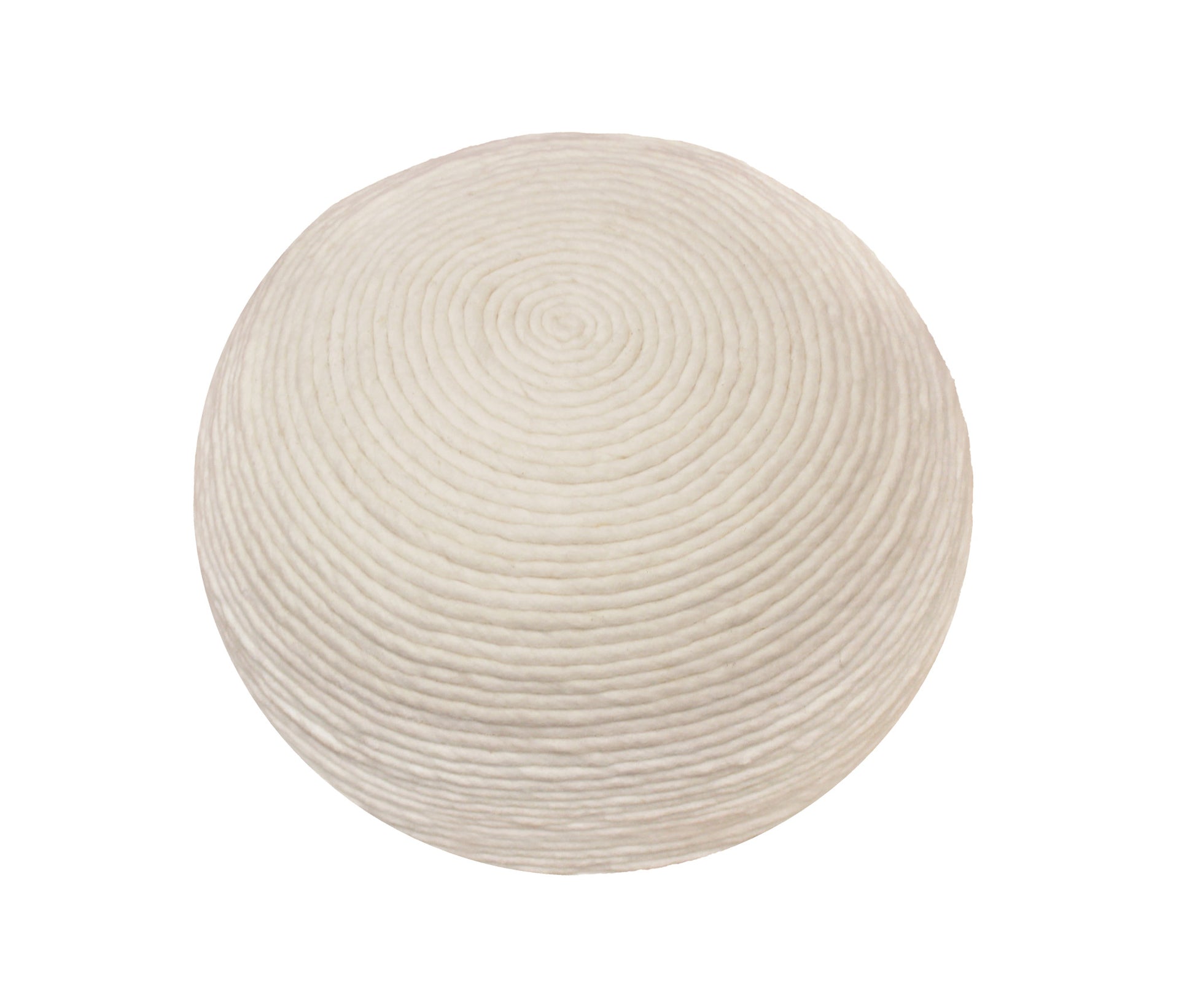 Ivory Wool Round Ribbed Pouf Ottoman By Homeroots | Ottomans | Modishstore - 2