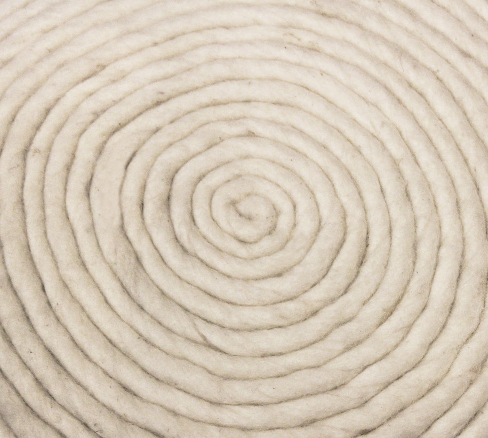Ivory Wool Round Ribbed Pouf Ottoman By Homeroots | Ottomans | Modishstore - 6