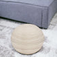 Ivory Wool Round Ribbed Pouf Ottoman By Homeroots | Ottomans | Modishstore - 1