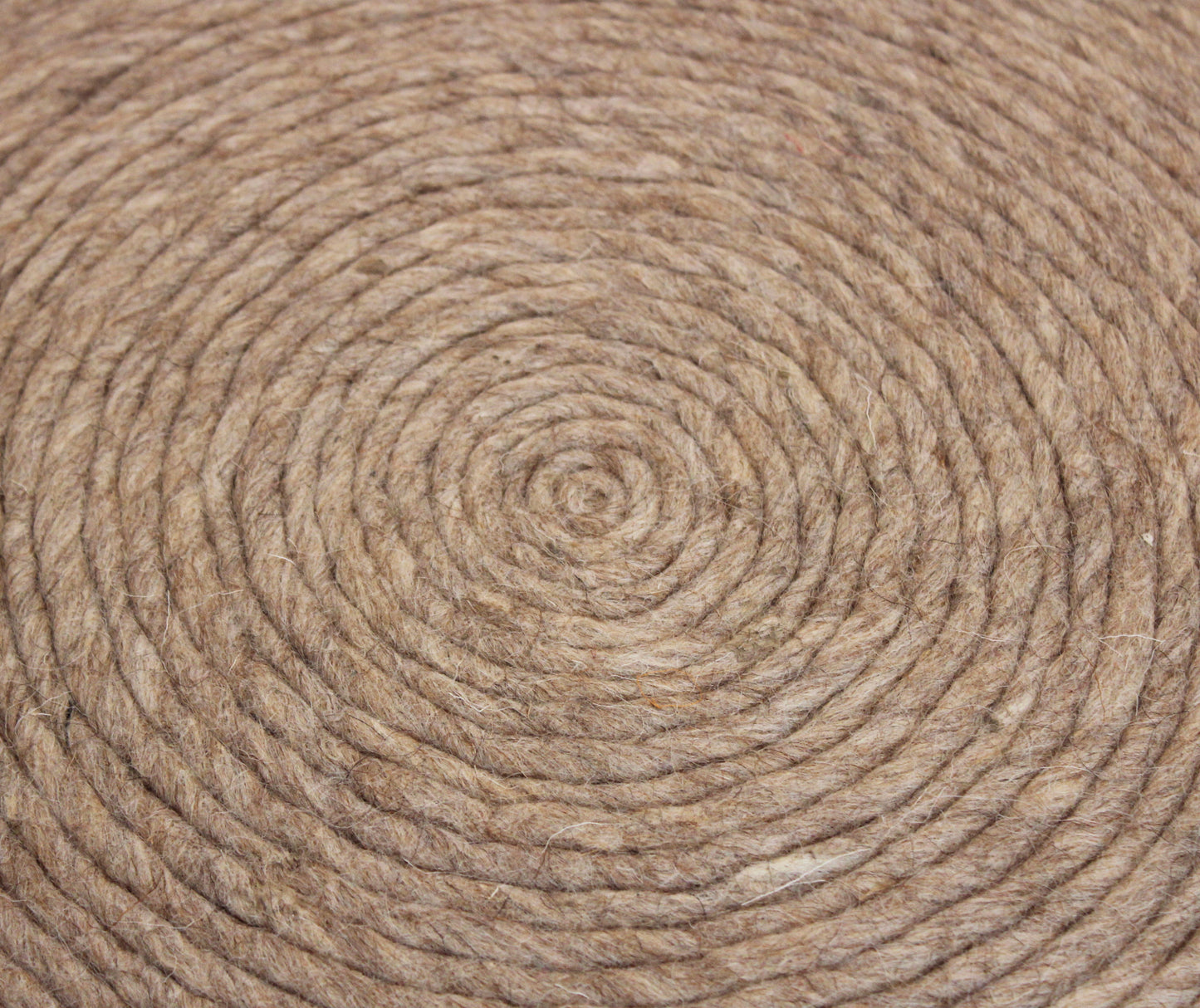 Beige Wool Round Ribbed Pouf Ottoman By Homeroots | Ottomans | Modishstore - 6