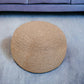 Beige Wool Round Ribbed Pouf Ottoman By Homeroots | Ottomans | Modishstore - 1