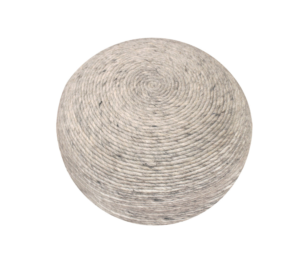 Gray Wool Round Ribbed Pouf Ottoman By Homeroots | Ottomans | Modishstore - 2