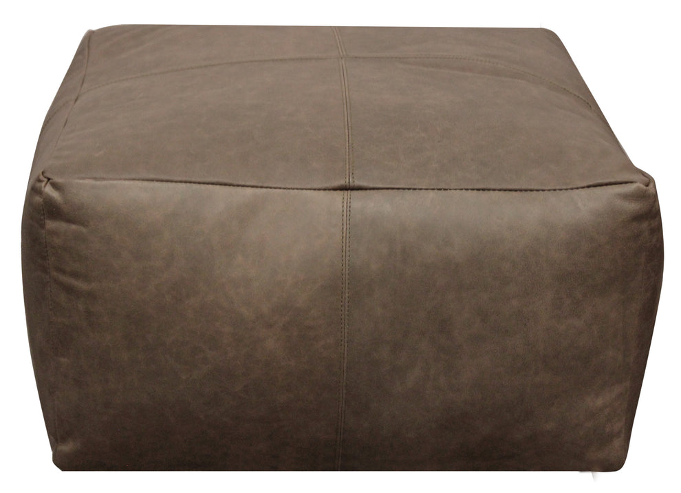 Gray Brown Distressed Leather Pouf Ottoman By Homeroots | Ottomans | Modishstore - 5