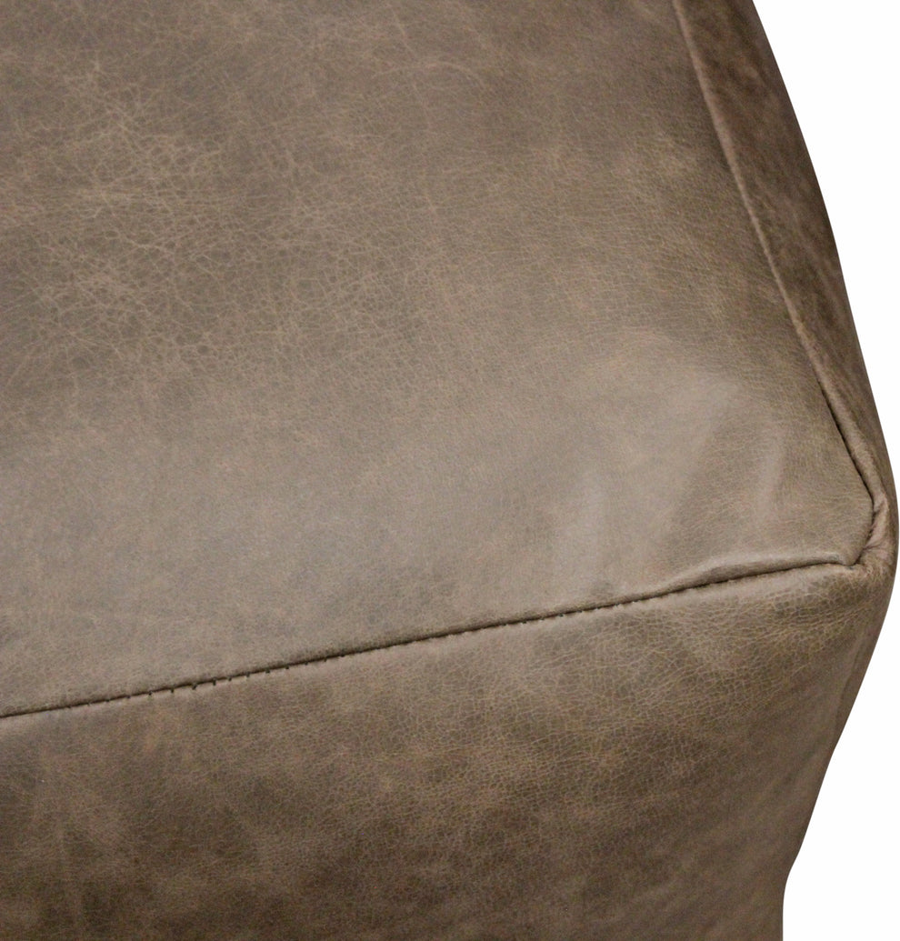 Gray Brown Distressed Leather Pouf Ottoman By Homeroots | Ottomans | Modishstore - 7