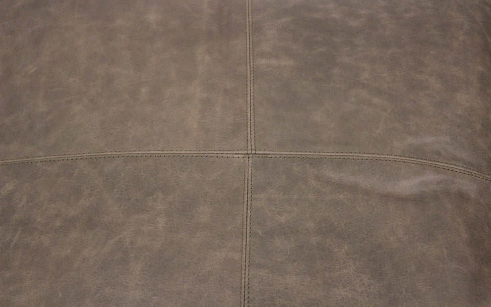 Gray Brown Distressed Leather Pouf Ottoman By Homeroots | Ottomans | Modishstore - 6