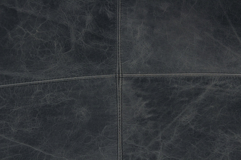 Black Distressed Leather Pouf Ottoman By Homeroots | Ottomans | Modishstore - 6