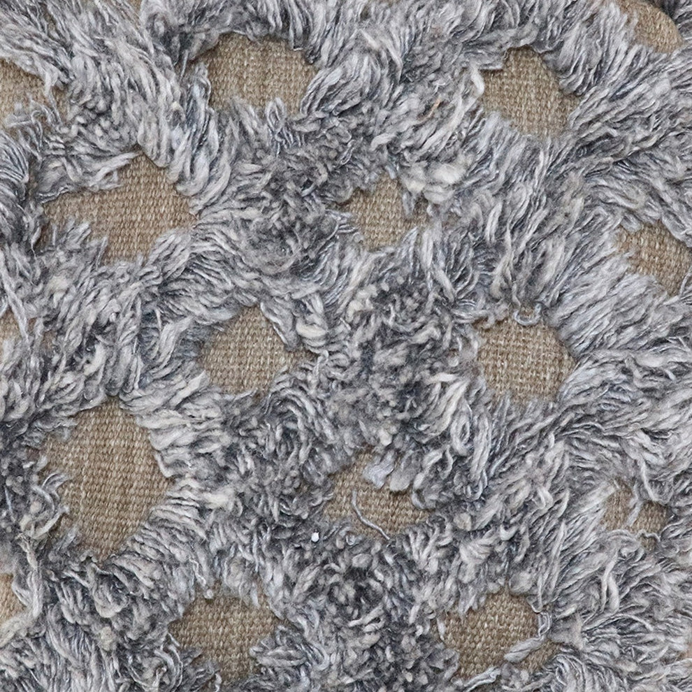 Natural and Gray Wool Cotton Blend Cube Geometric Pouf Ottoman By Homeroots | Ottomans | Modishstore - 3