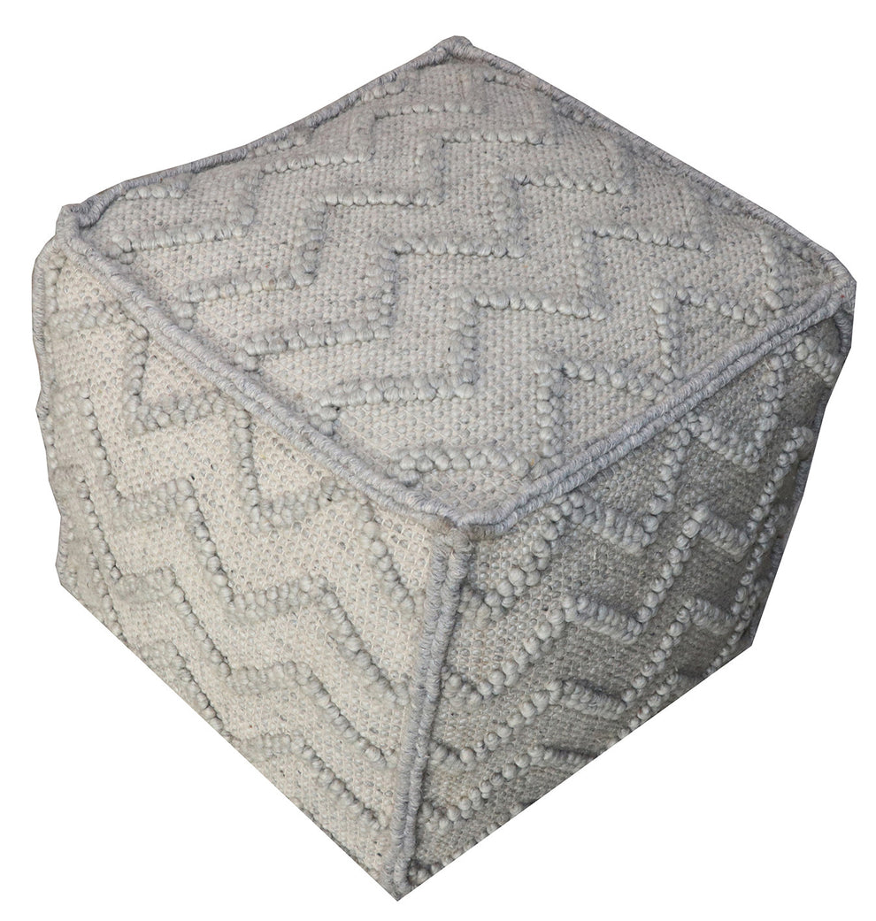 Gray Wool Cotton Blend Cube Chevron Pouf Ottoman By Homeroots | Ottomans | Modishstore - 2