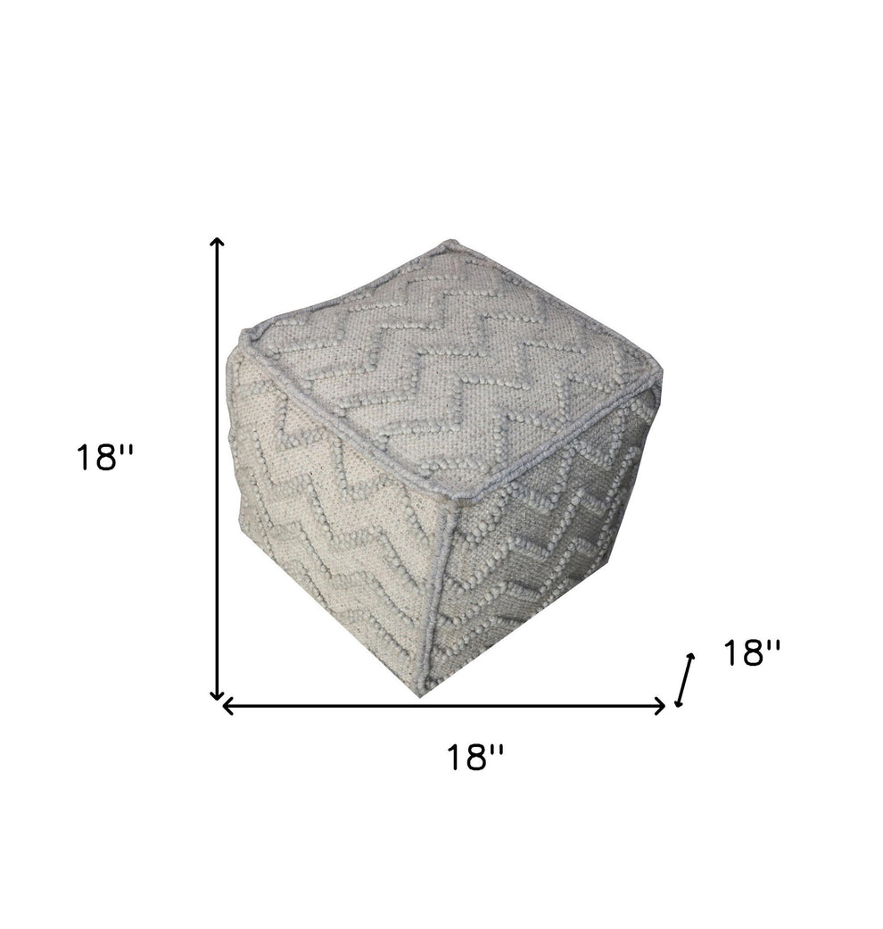 Gray Wool Cotton Blend Cube Chevron Pouf Ottoman By Homeroots | Ottomans | Modishstore - 5