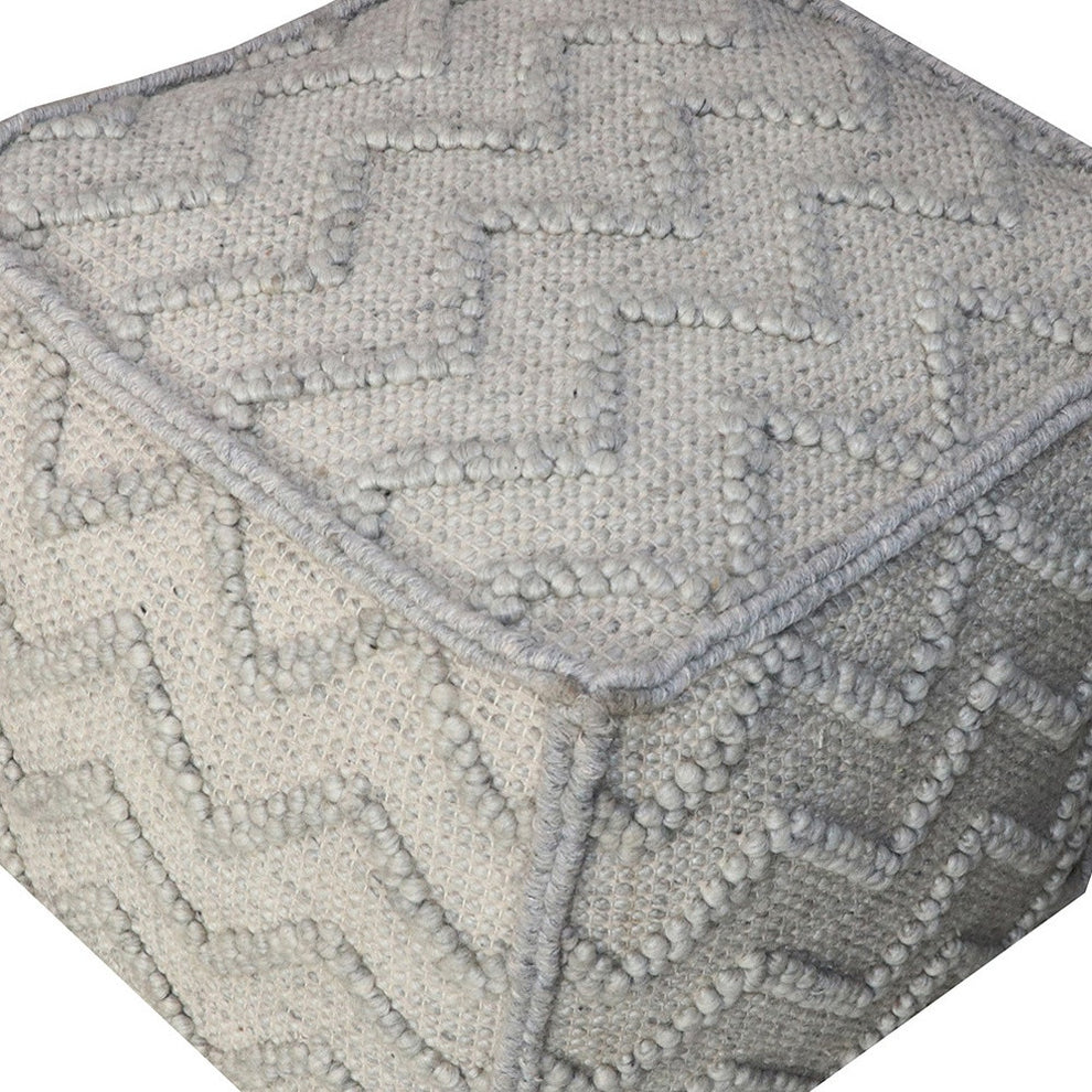 Gray Wool Cotton Blend Cube Chevron Pouf Ottoman By Homeroots | Ottomans | Modishstore - 3