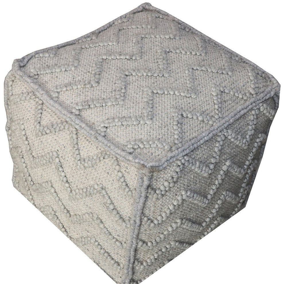 Gray Wool Cotton Blend Cube Chevron Pouf Ottoman By Homeroots | Ottomans | Modishstore - 4