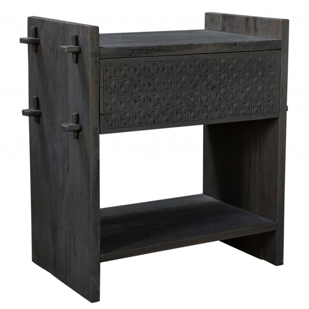 Dark Gray One Drawer Nightstand By Homeroots | Nightstands | Modishstore - 4