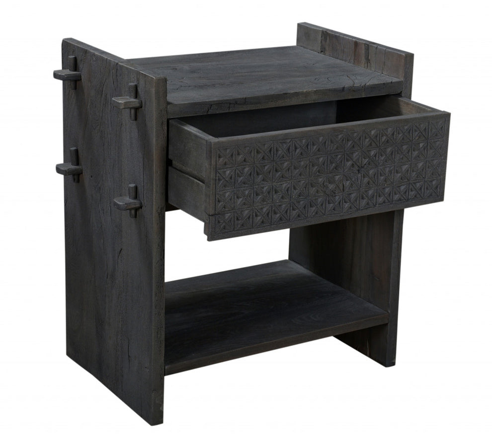 Dark Gray One Drawer Nightstand By Homeroots | Nightstands | Modishstore - 2