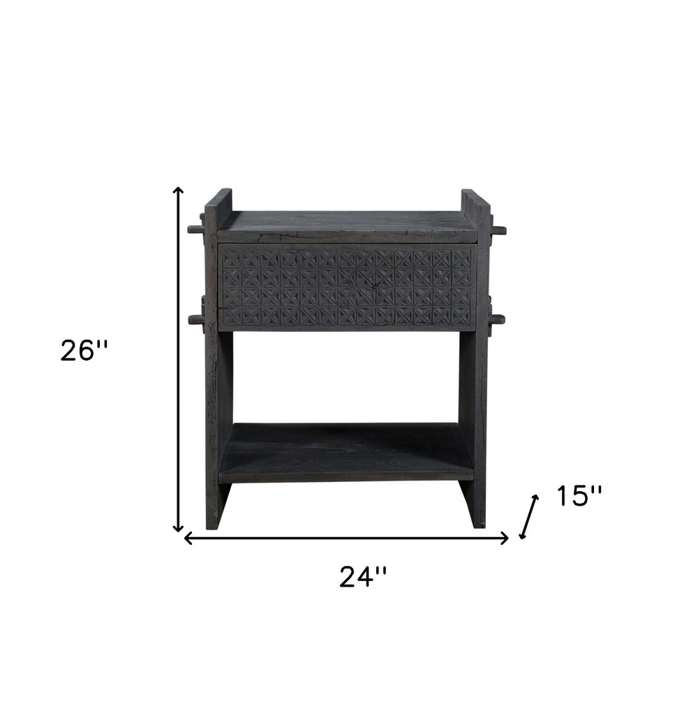 Dark Gray One Drawer Nightstand By Homeroots | Nightstands | Modishstore - 6