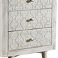 White Three Drawer Nightstand By Homeroots | Nightstands | Modishstore - 4