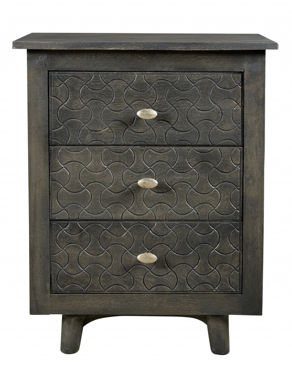 Gray Three Drawer Nightstand By Homeroots | Nightstands | Modishstore - 2