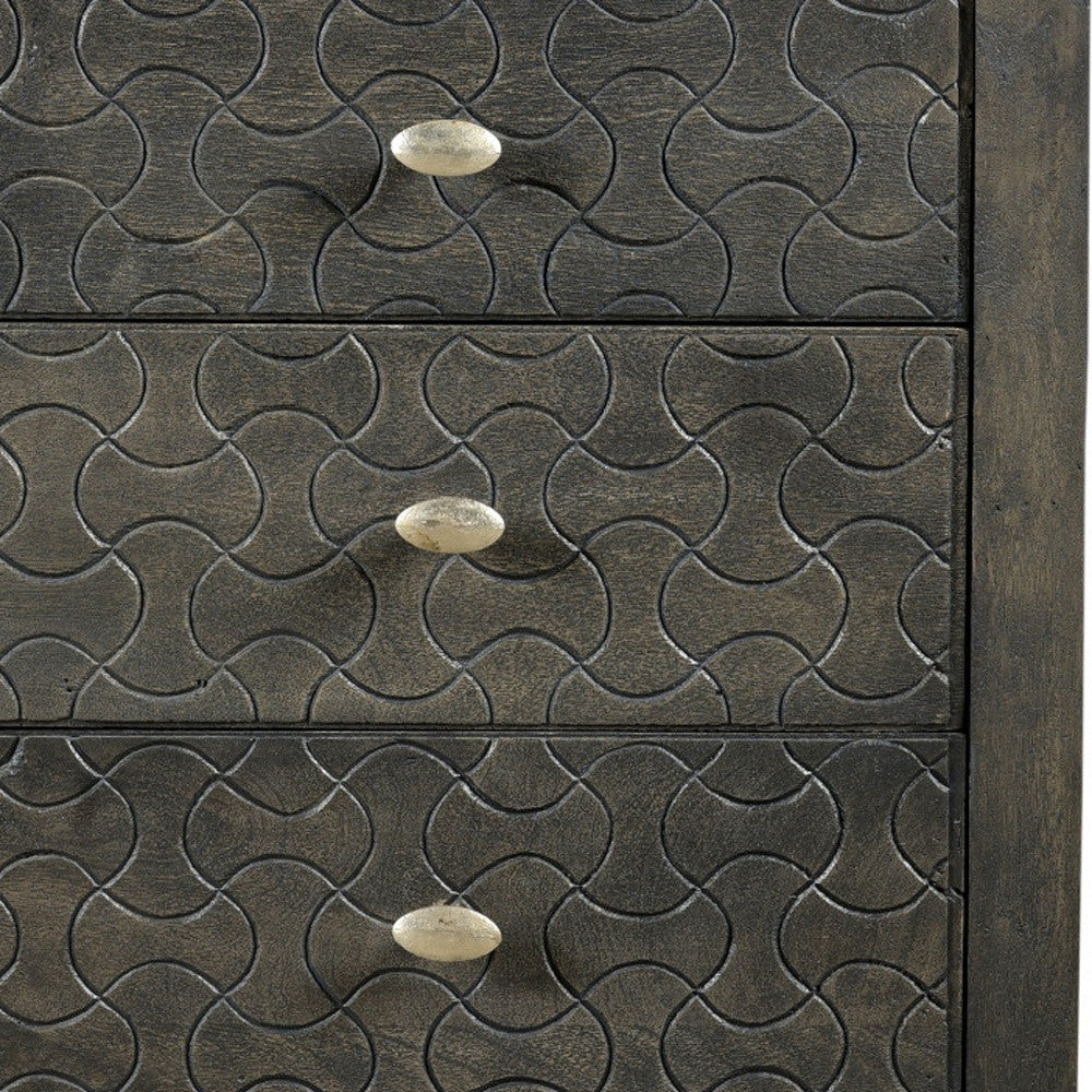 Gray Three Drawer Nightstand By Homeroots | Nightstands | Modishstore - 5