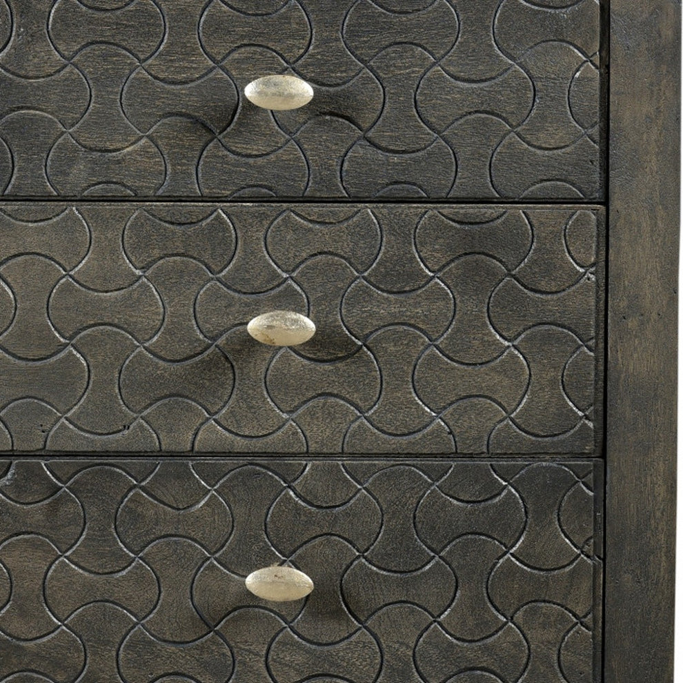 Gray Three Drawer Nightstand By Homeroots | Nightstands | Modishstore - 5