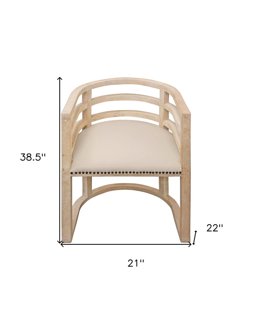 Ivory And Natural Upholstered Linen Curved Back Dining Arm Chair By Homeroots | Dining Chairs | Modishstore - 7