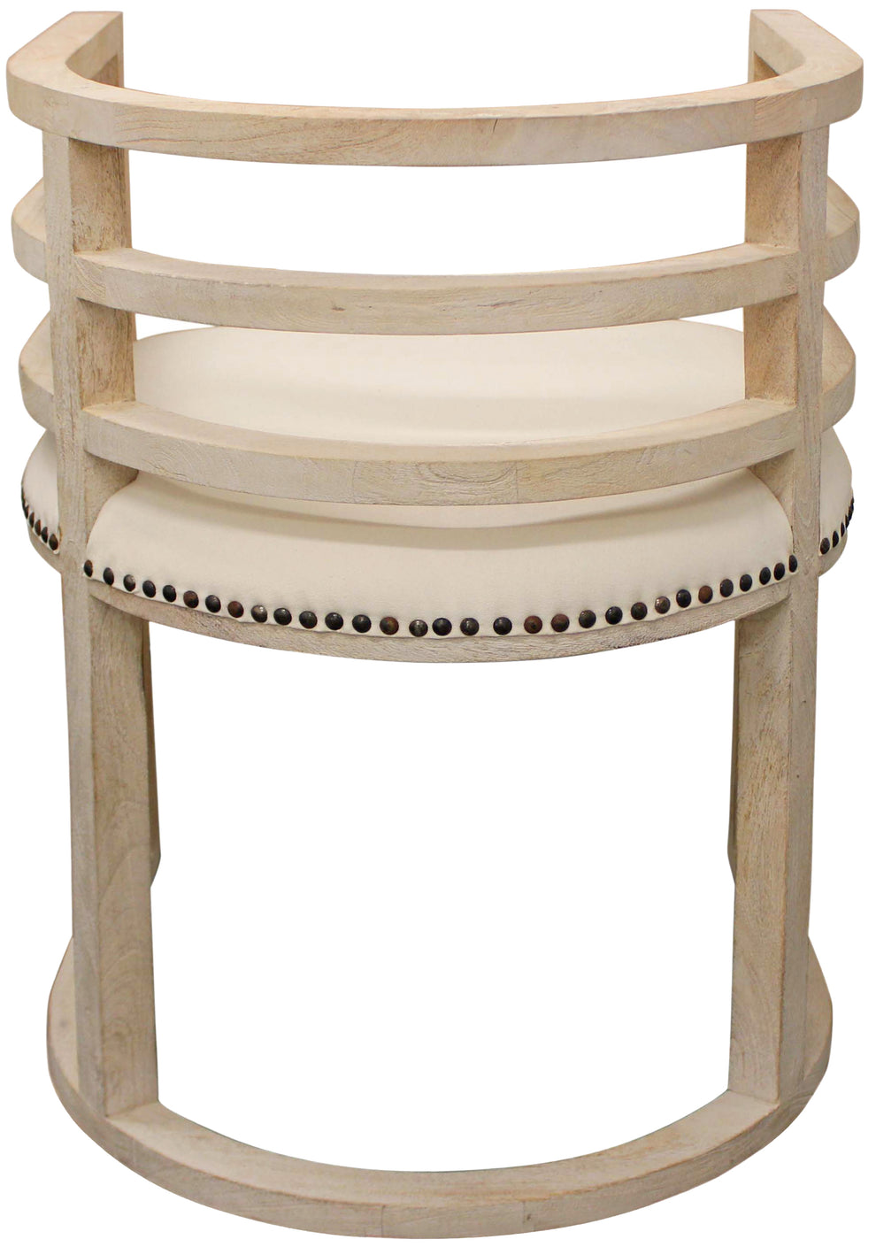 Ivory And Natural Upholstered Linen Curved Back Dining Arm Chair By Homeroots | Dining Chairs | Modishstore - 5
