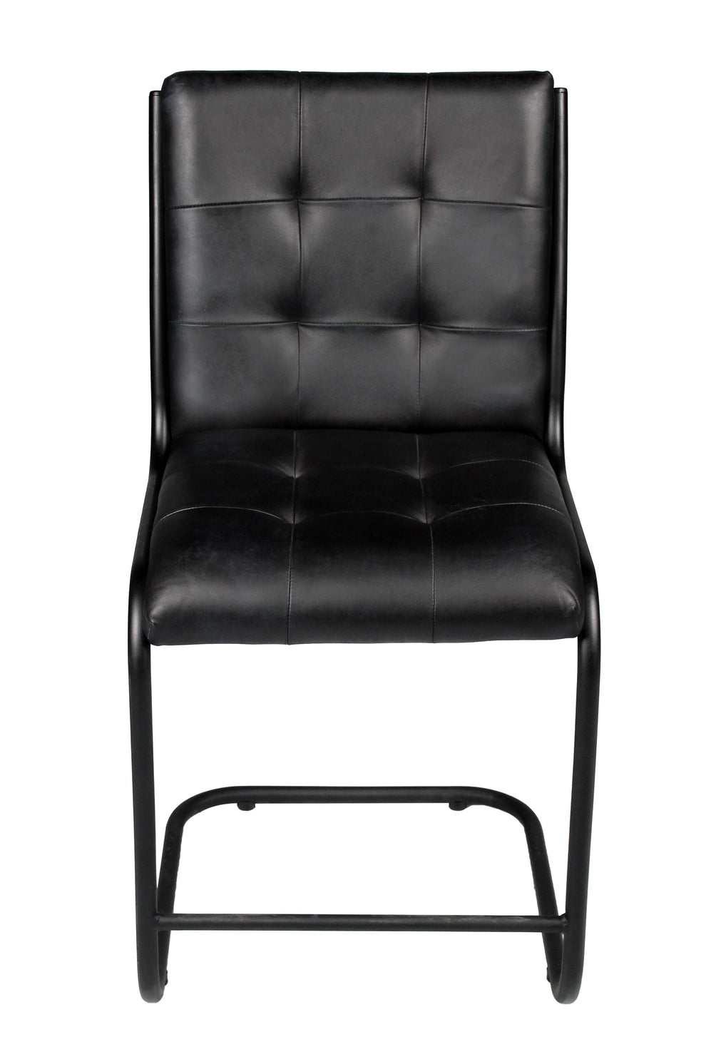 Tufted Black Upholstered Leather Dining Side Chair By Homeroots | Dining Chairs | Modishstore - 2