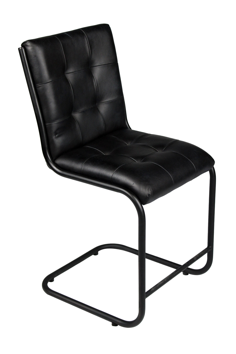 Tufted Black Upholstered Leather Dining Side Chair By Homeroots | Dining Chairs | Modishstore - 3