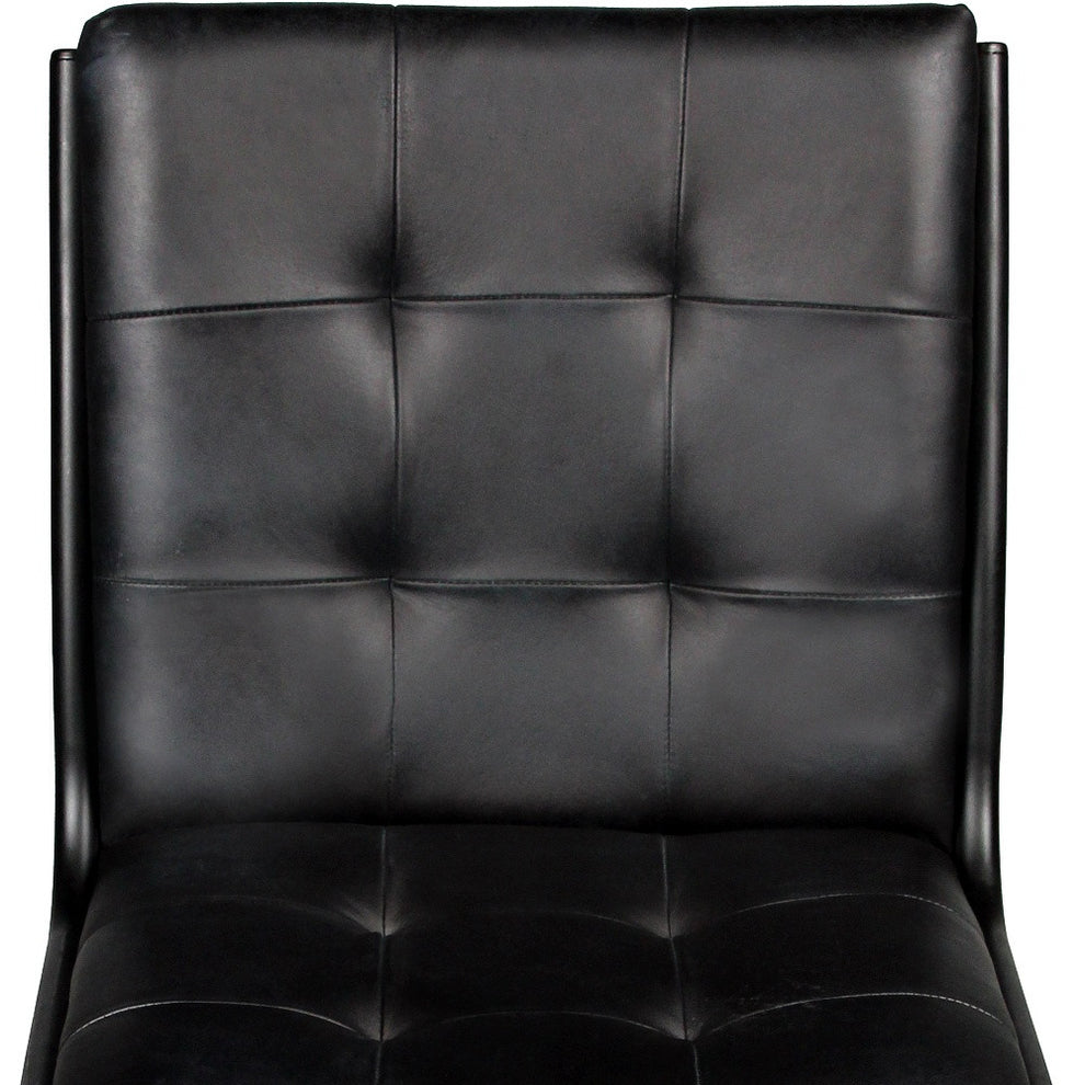 Tufted Black Upholstered Leather Dining Side Chair By Homeroots | Dining Chairs | Modishstore - 4