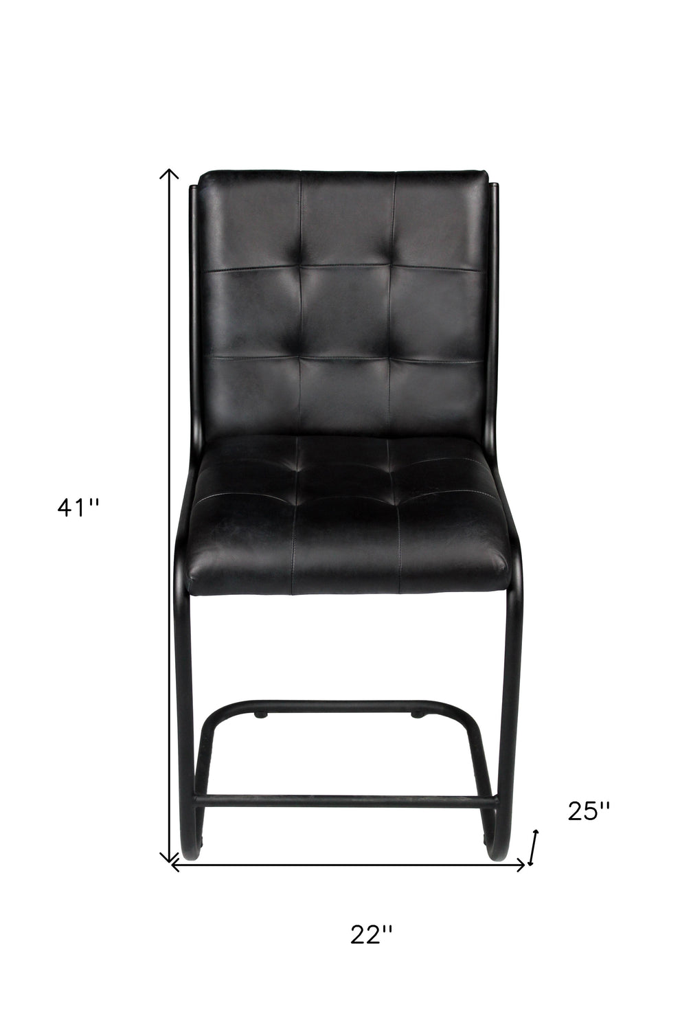 Tufted Black Upholstered Leather Dining Side Chair By Homeroots | Dining Chairs | Modishstore - 5
