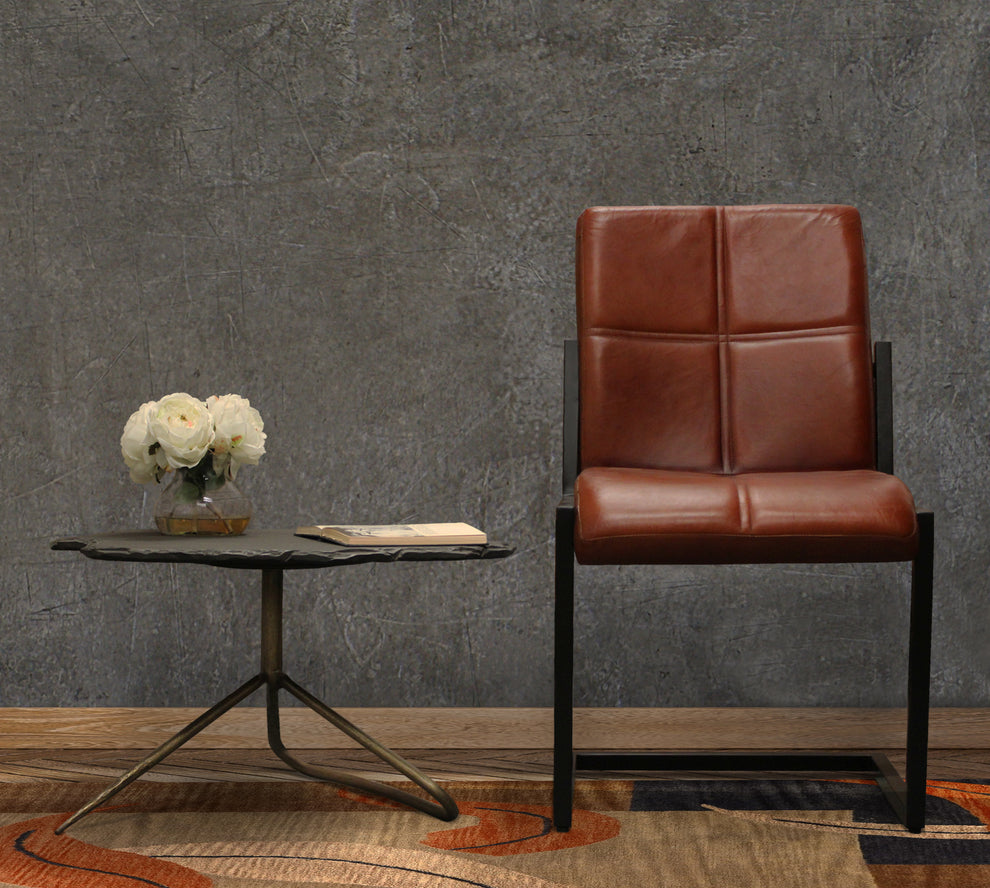 Cinnamon And Black Upholstered Leather Dining Side Chair By Homeroots | Dining Chairs | Modishstore - 7