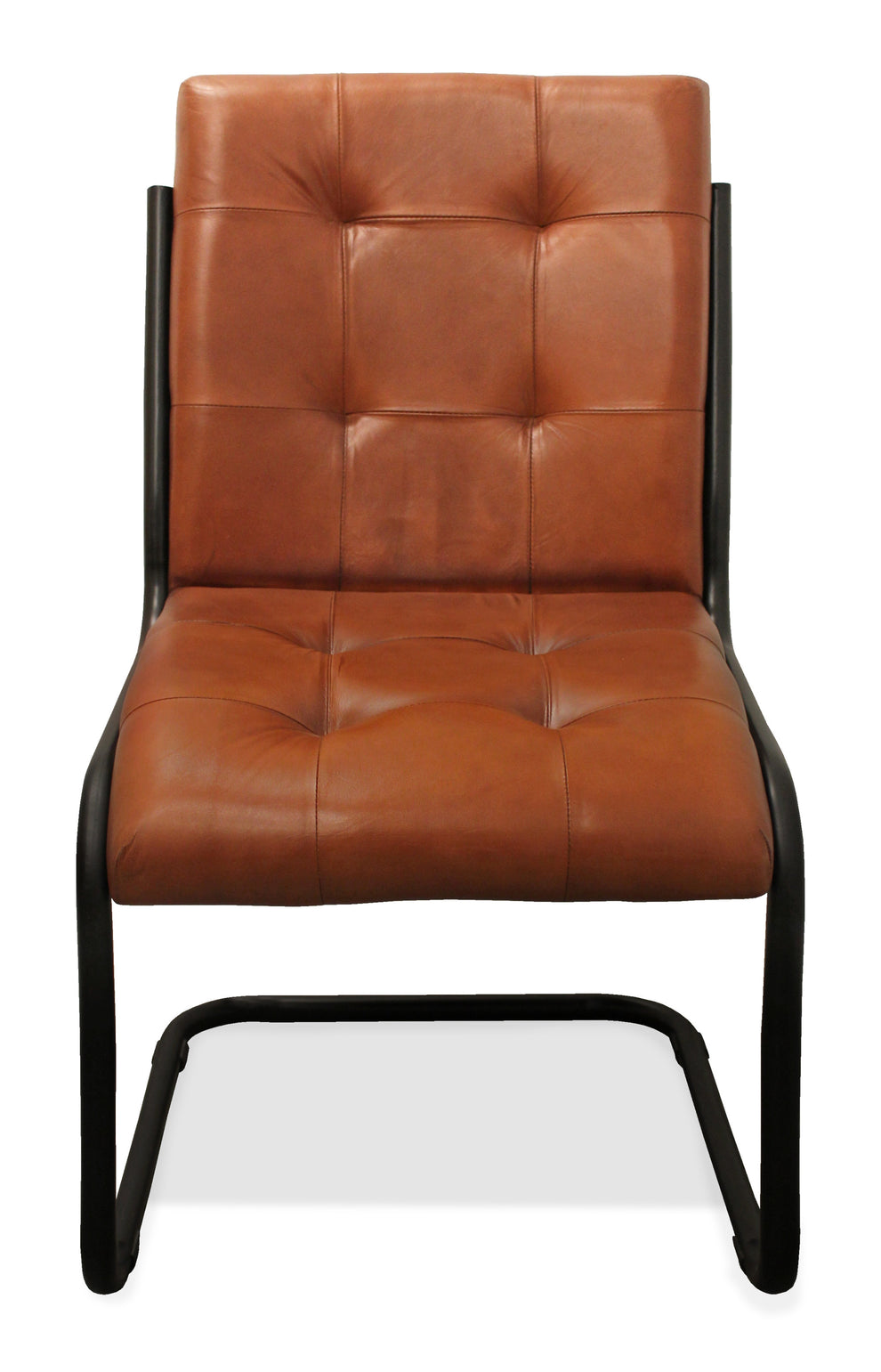 Tufted Cinnamon And Black Upholstered Leather Dining Side Chair By Homeroots | Dining Chairs | Modishstore - 2
