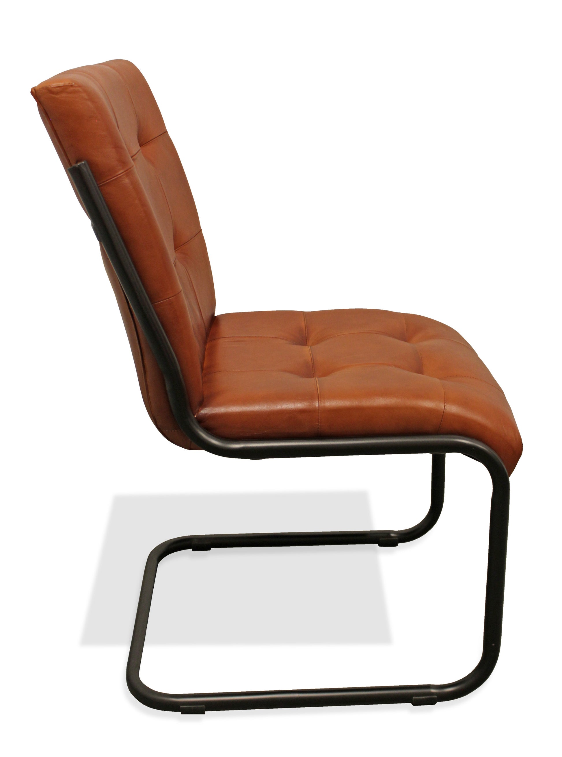 Tufted Cinnamon And Black Upholstered Leather Dining Side Chair By Homeroots | Dining Chairs | Modishstore - 3