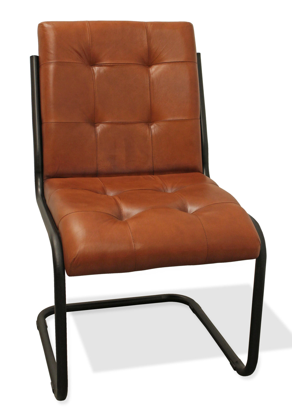 Tufted Cinnamon And Black Upholstered Leather Dining Side Chair By Homeroots | Dining Chairs | Modishstore - 4