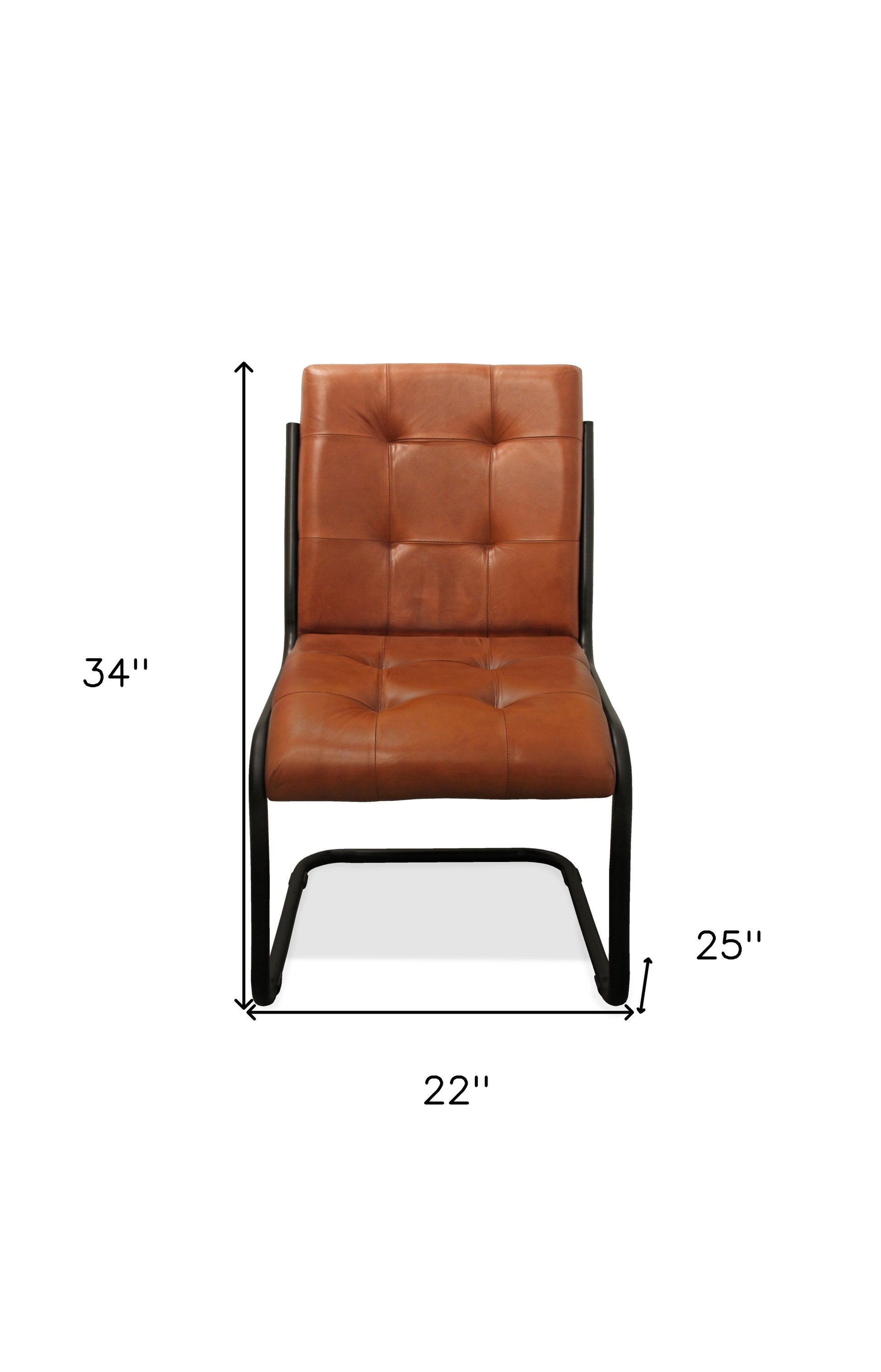 Tufted Cinnamon And Black Upholstered Leather Dining Side Chair By Homeroots | Dining Chairs | Modishstore - 8