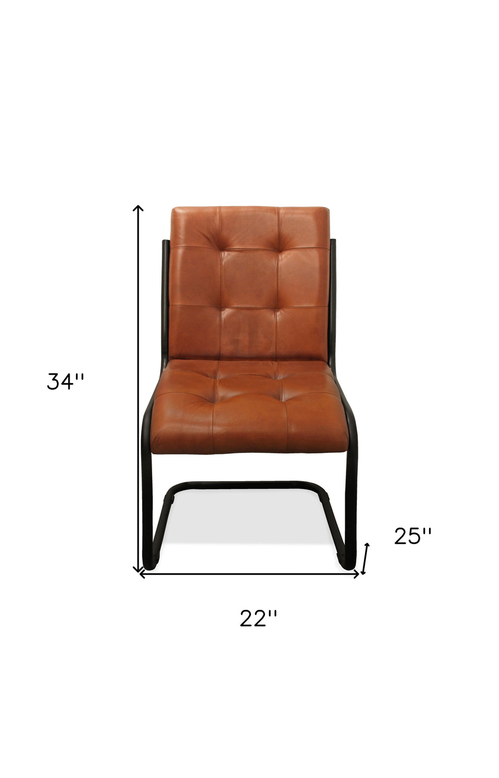 Tufted Cinnamon And Black Upholstered Leather Dining Side Chair By Homeroots | Dining Chairs | Modishstore - 8