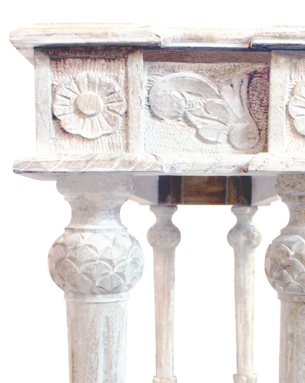 White Solid Wood Distressed Console Table By Homeroots | Console Tables | Modishstore - 5