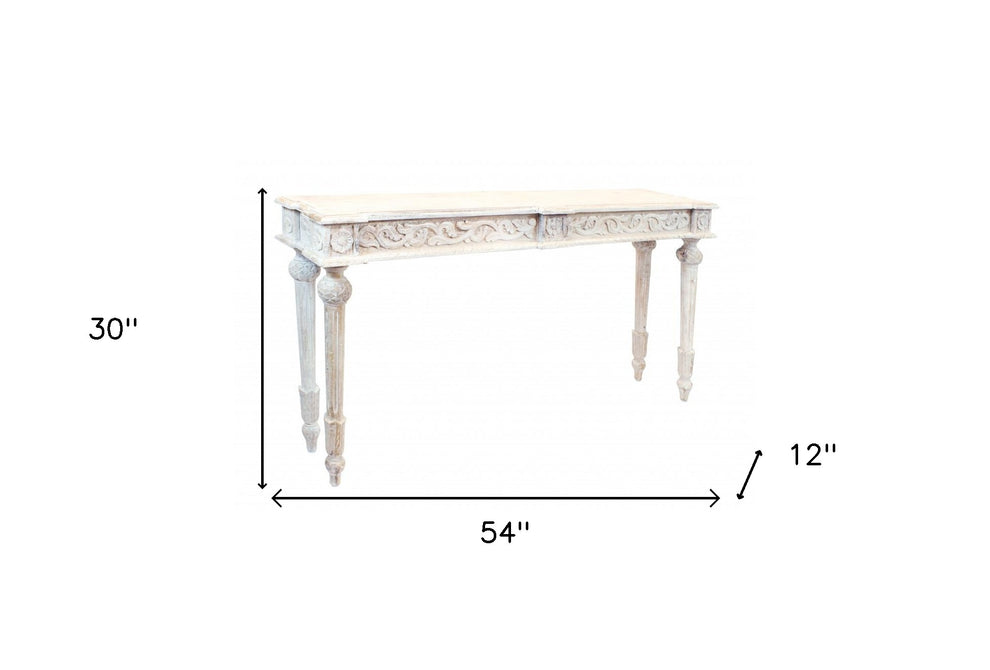 White Solid Wood Distressed Console Table By Homeroots | Console Tables | Modishstore - 7
