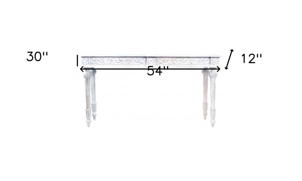 White Solid Wood Distressed Console Table By Homeroots | Console Tables | Modishstore - 8