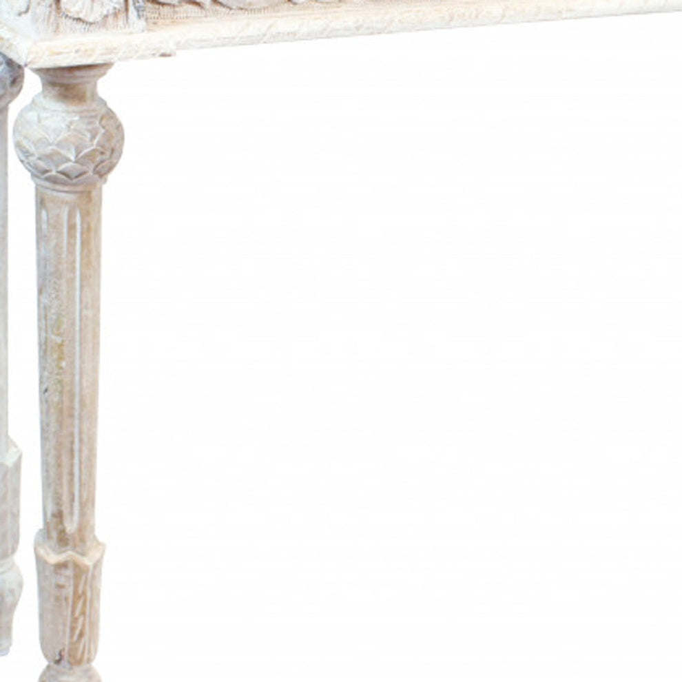 White Solid Wood Distressed Console Table By Homeroots | Console Tables | Modishstore - 6