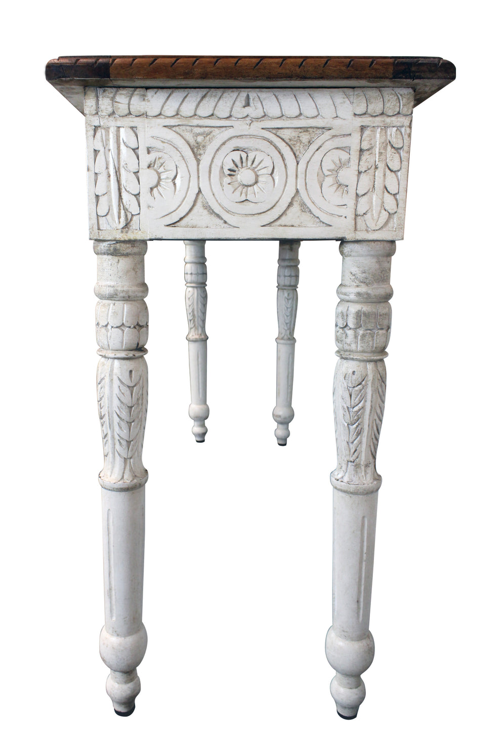 Natural and White Solid Wood Distressed Console Table By Homeroots | Console Tables | Modishstore - 3