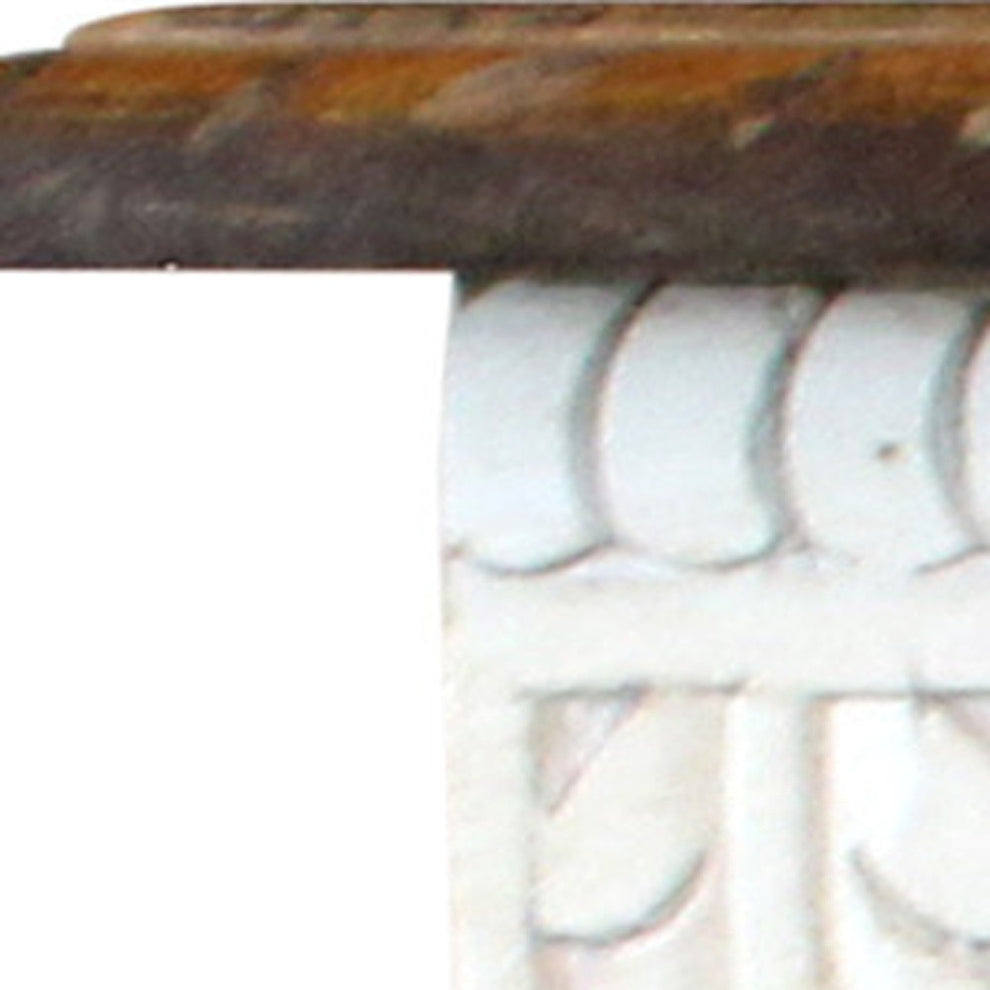 Natural and White Solid Wood Distressed Console Table By Homeroots | Console Tables | Modishstore - 5