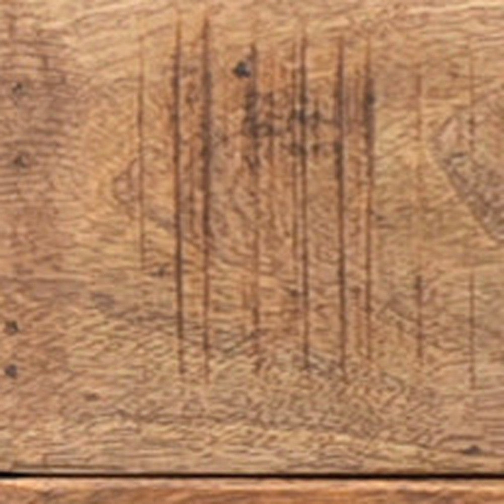 Natural and Black Solid Wood Distressed Frame Console Table And Drawers By Homeroots | Console Tables | Modishstore - 3