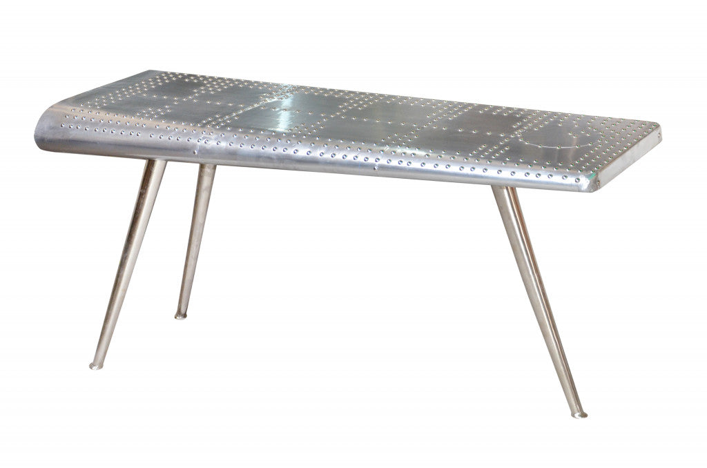 Silver Aluminum Three Leg Console Table By Homeroots | Console Tables | Modishstore - 2