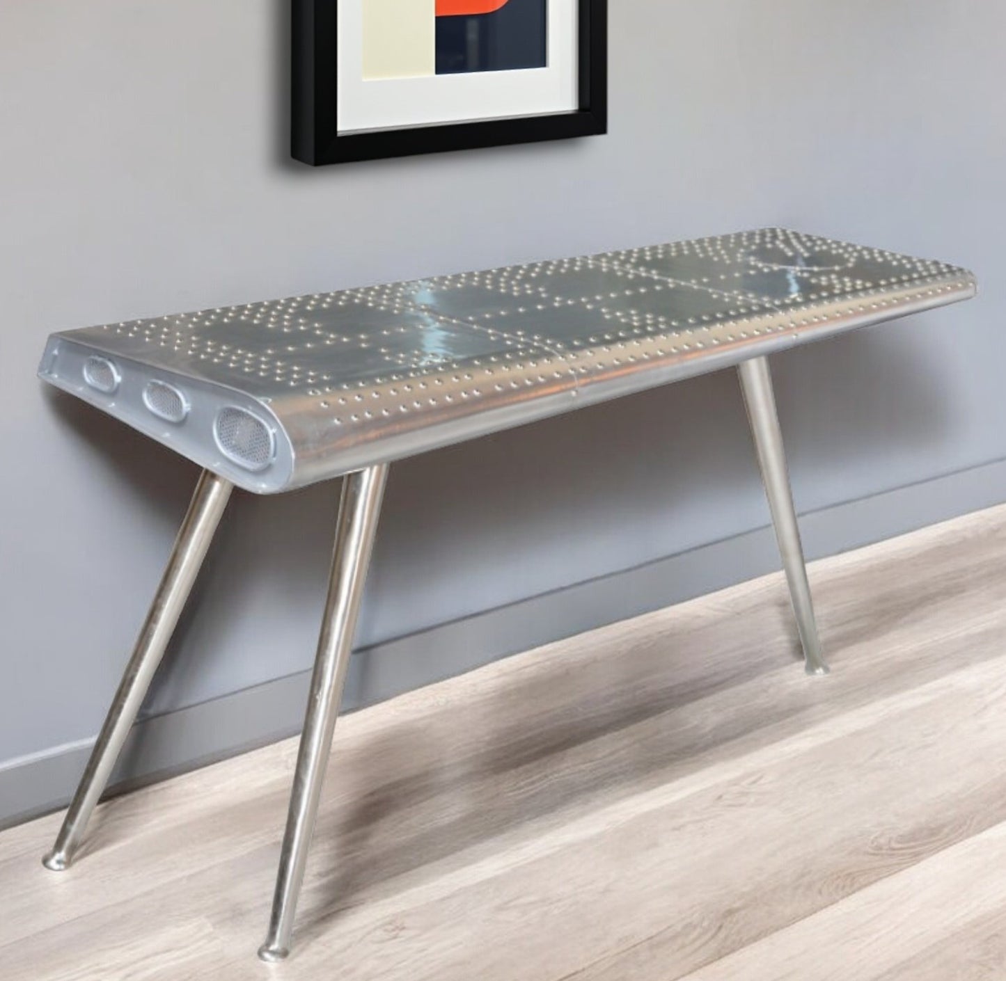 Silver Aluminum Three Leg Console Table By Homeroots | Console Tables | Modishstore - 1