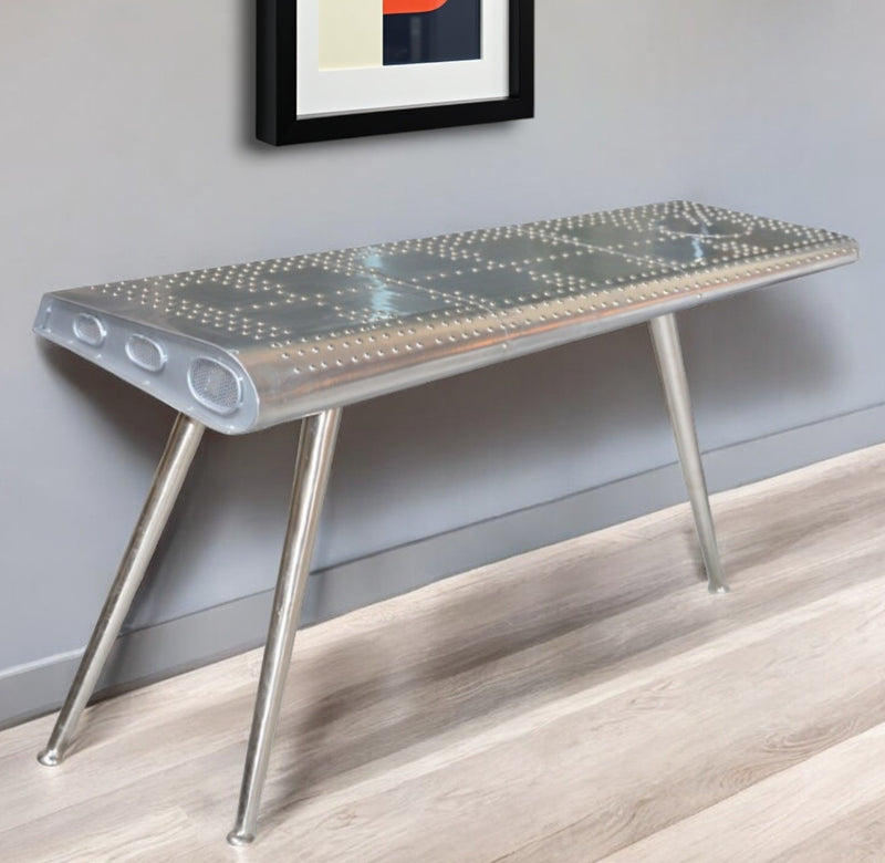 Silver Aluminum Three Leg Console Table By Homeroots | Console Tables | Modishstore - 1